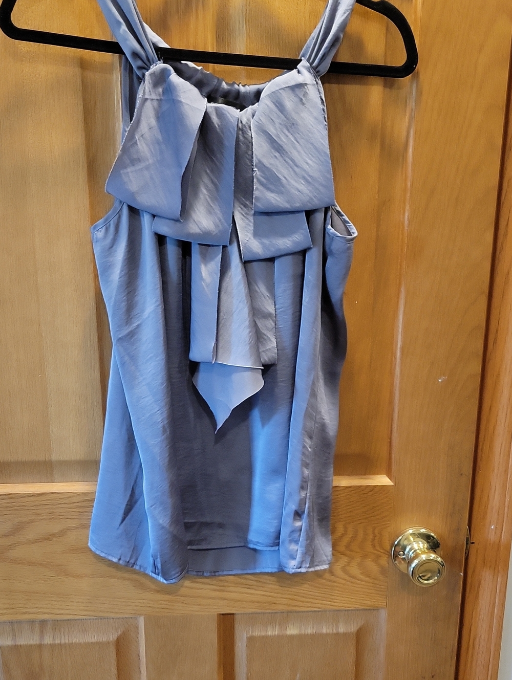 Spense Sleeveless Mini Dress in Light Blue-Gray with Bow Detail